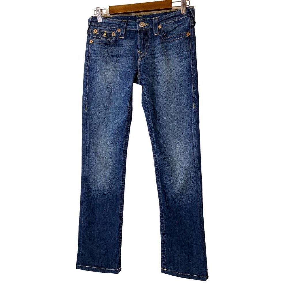 True Religion Slim Straight with Flap Pockets Jeans in Island Song SZ 28‎